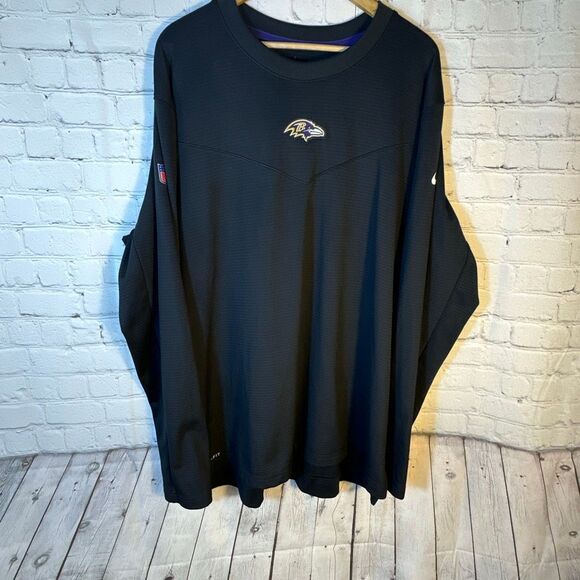 NFL On field Baltimore Ravens Shirt XXL Black Long Sleeve Pullover Crew Neck - Picture 1 of 9